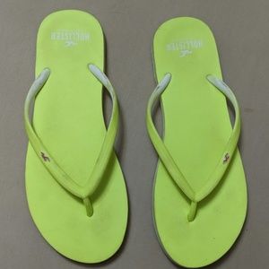Hollister neon yellow flip flops